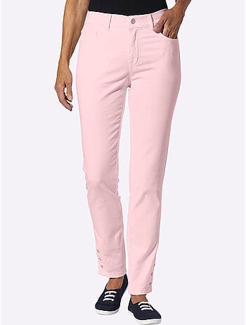 Jean 5 poches à ceinture élastique et boutons-pression - Taille standard - moda vilona