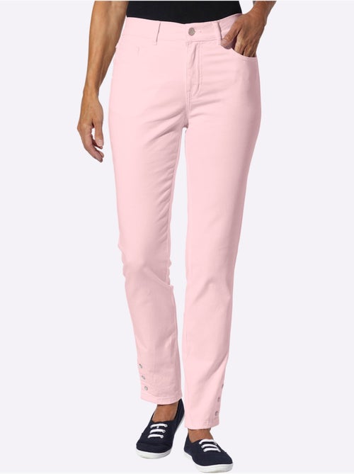 Jean 5 poches à ceinture élastique et boutons-pression - Taille standard - moda vilona - Kiabi