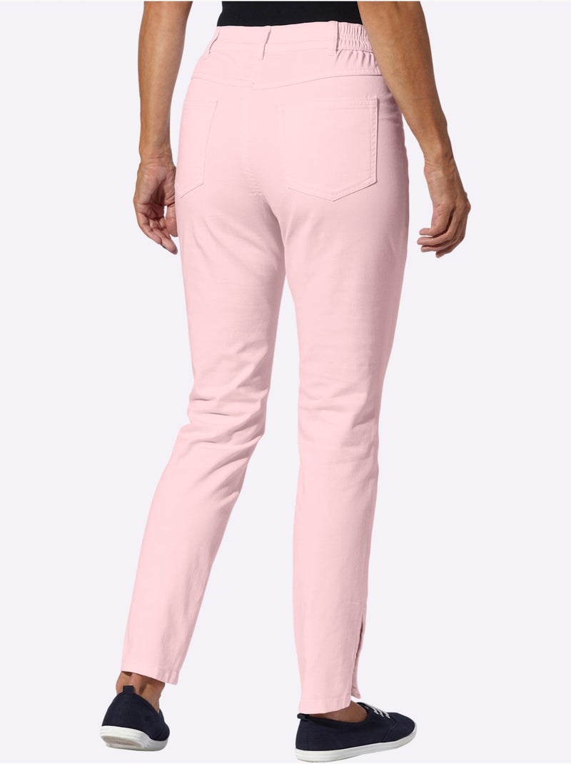 Jean 5 poches à ceinture élastique et boutons-pression - Taille standard - moda vilona Rose clair - Kiabi