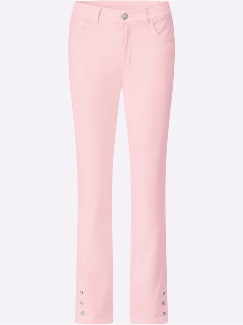 Jean 5 poches à ceinture élastique et boutons-pression - Taille standard - moda vilona Rose clair - Kiabi