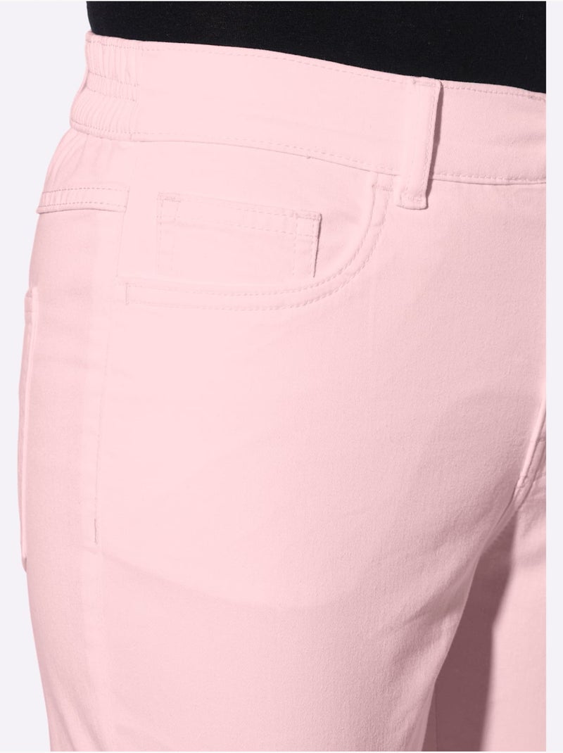 Jean 5 poches à ceinture élastique et boutons-pression - Taille standard - moda vilona Rose clair - Kiabi