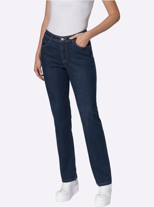 Jean 5 poches à jambes droites avec ceinture gainante et fermeture éclair - taille courte - witt - Kiabi Jean 5 poches à jambes droites avec ceinture gainante et fermeture éclair - taille courte - witt - Kiabi
