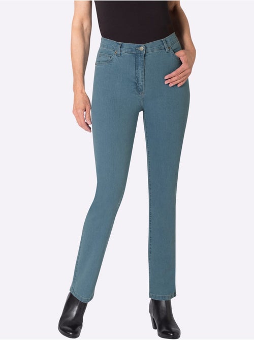 Jean 5 poches avec broderie décorative et ceinture élastique - Taille standard - Moda Vilona - Kiabi Jean 5 poches avec broderie décorative et ceinture élastique - Taille standard - Moda Vilona - Kiabi