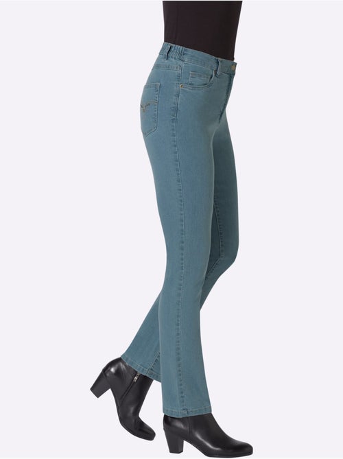 Jean 5 poches avec broderie décorative et ceinture élastique - Taille standard - Moda Vilona - Kiabi Jean 5 poches avec broderie décorative et ceinture élastique - Taille standard - Moda Vilona - Kiabi