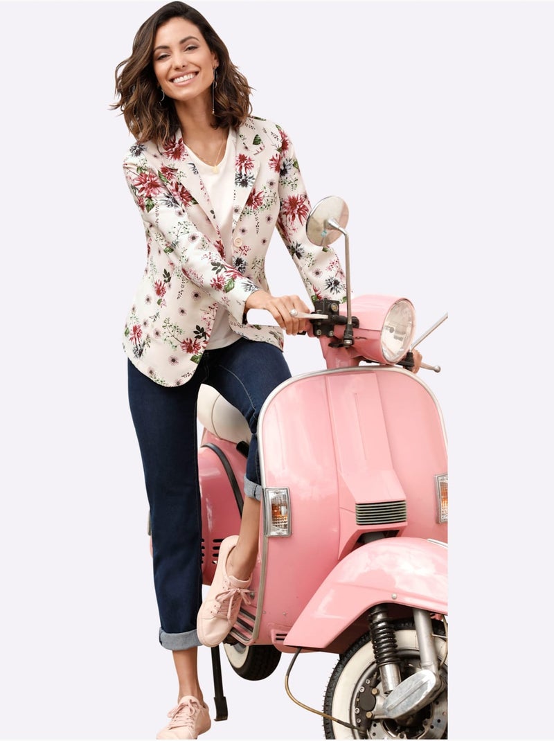 Jean 5 Poches Avec Broderie Et Applications Métalliques - Taille Courte - Moda Vilona Bleu jean - Kiabi