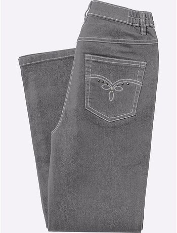 Jean 5 poches avec broderie et éléments fantaisie - Taille standard - Moda Vilona