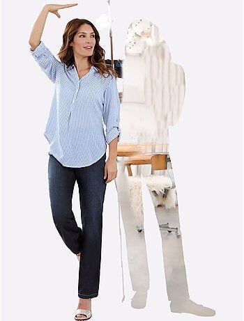 Jean 5 poches avec effet délavé en coton extensible - taille courte - witt