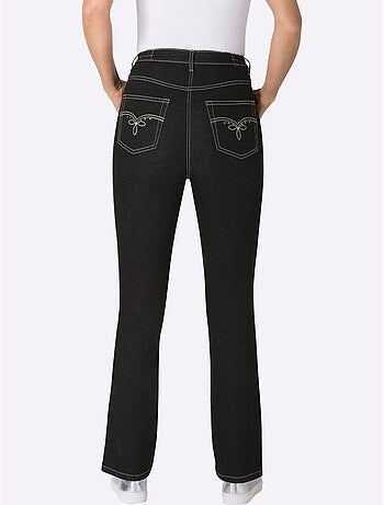 Jean 5 poches avec broderie et éléments fantaisie - taille standard - moda vilona