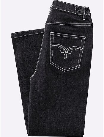 Jean 5 poches avec broderie et éléments fantaisie - taille standard - moda vilona