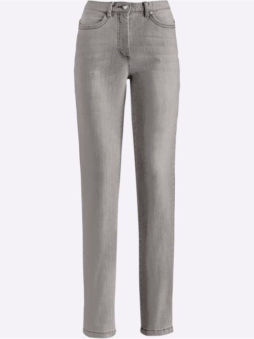 Jean 5 poches avec effet délavé en coton extensible - taille courte - witt - Kiabi