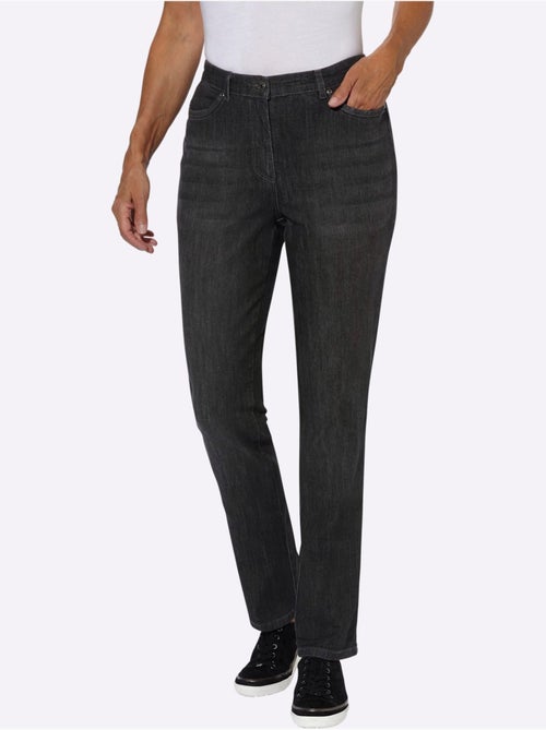 Jean 5 poches avec effet délavé et ceinture à passants - taille courte - witt - Kiabi
