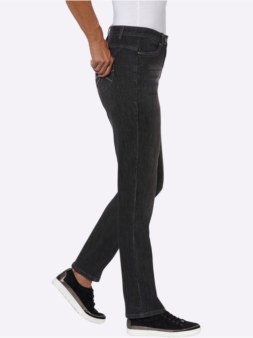 Jean 5 poches avec effet délavé et ceinture à passants - taille courte - witt - Kiabi