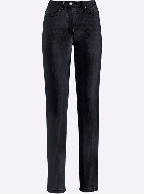 Jean 5 poches avec effet délavé et ceinture à passants - taille courte - witt - Kiabi
