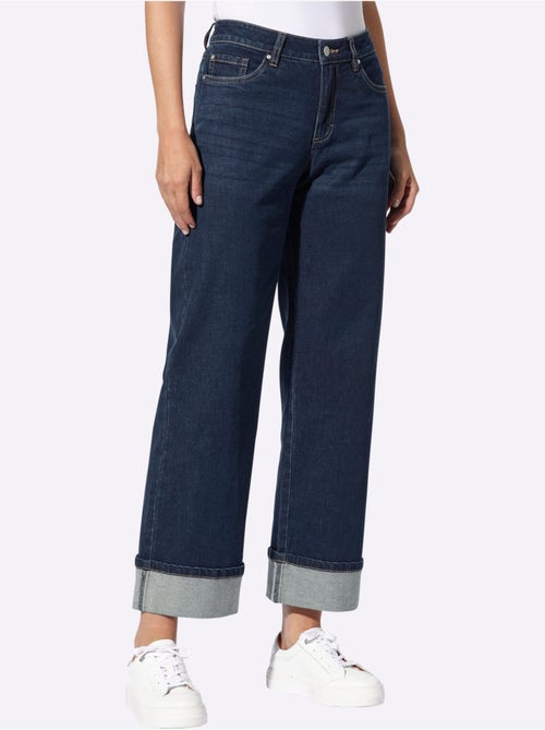 Jean 5 Poches Avec Revers Fixé - Taille Standard - Helline - Kiabi Jean 5 Poches Avec Revers Fixé - Taille Standard - Helline - Kiabi