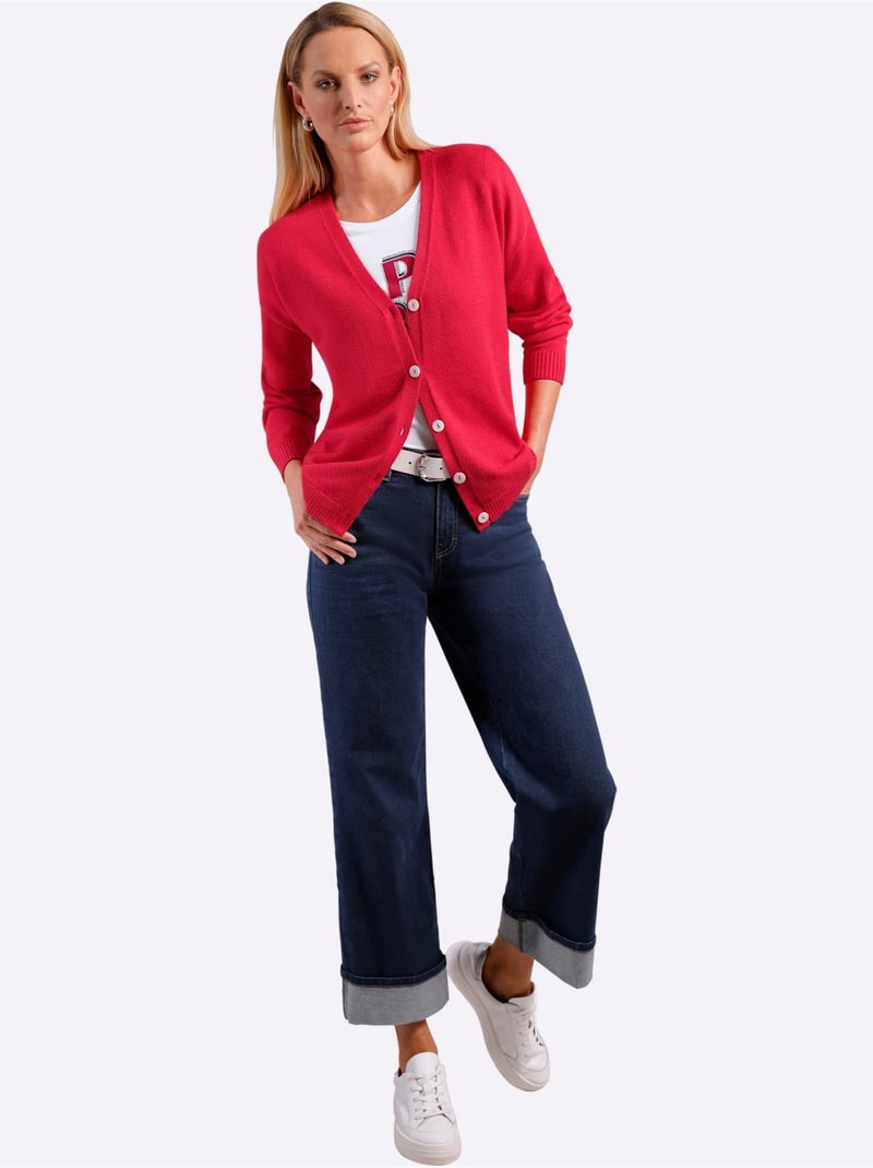 Jean 5 Poches Avec Revers Fixé - Taille Standard - Helline Bleu foncé - Kiabi