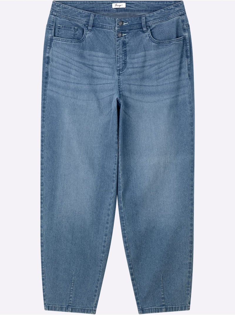 Jean 5 Poches Bas De Jambe Confortable - Taille Standard - Sheego Bleu Blanc - Kiabi