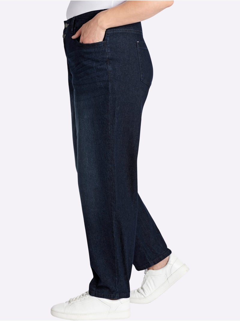 Jean 5 Poches Bas De Jambe Confortable - Taille Standard - Sheego Bleu foncé - Kiabi