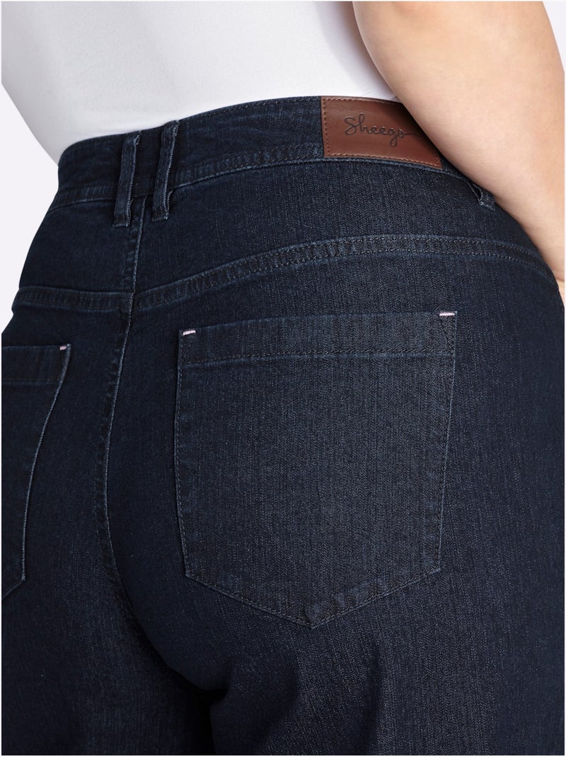 Jean 5 Poches Bas De Jambe Confortable - Taille Standard - Sheego Bleu foncé - Kiabi