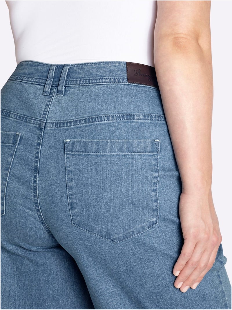 Jean 5 Poches Bas De Jambe Confortable - Taille Standard - Sheego Bleu - Kiabi