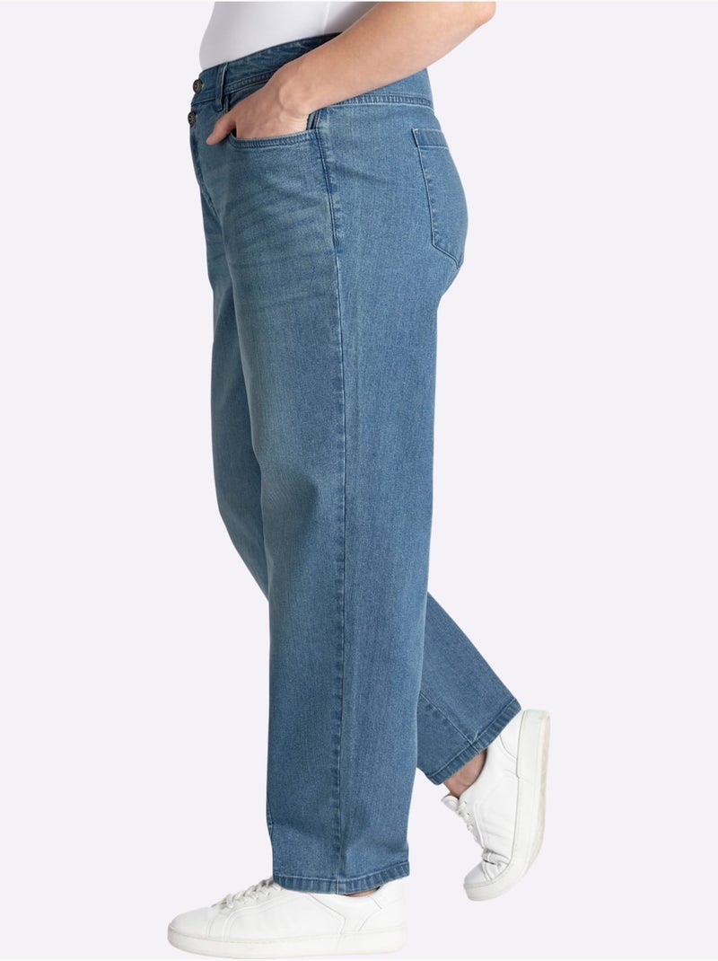Jean 5 Poches Bas De Jambe Confortable - Taille Standard - Sheego Bleu - Kiabi