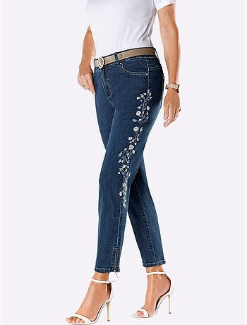 Jean 5 Poches Broderie Et Pierres Brillantes - Taille Courte - Witt