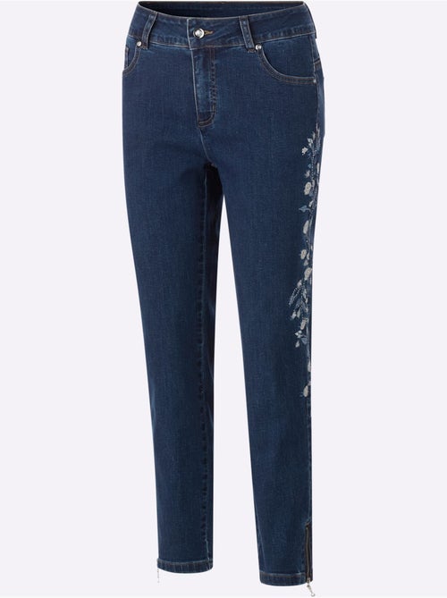 Jean 5 Poches Broderie Et Pierres Brillantes - Taille Standard - Witt - Kiabi
