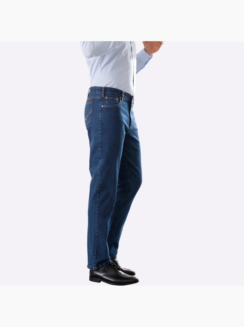 Jean 5 poches ceinture élastique intérieure confortable. - taille moyenne - moda vilona Bleu jean - Kiabi