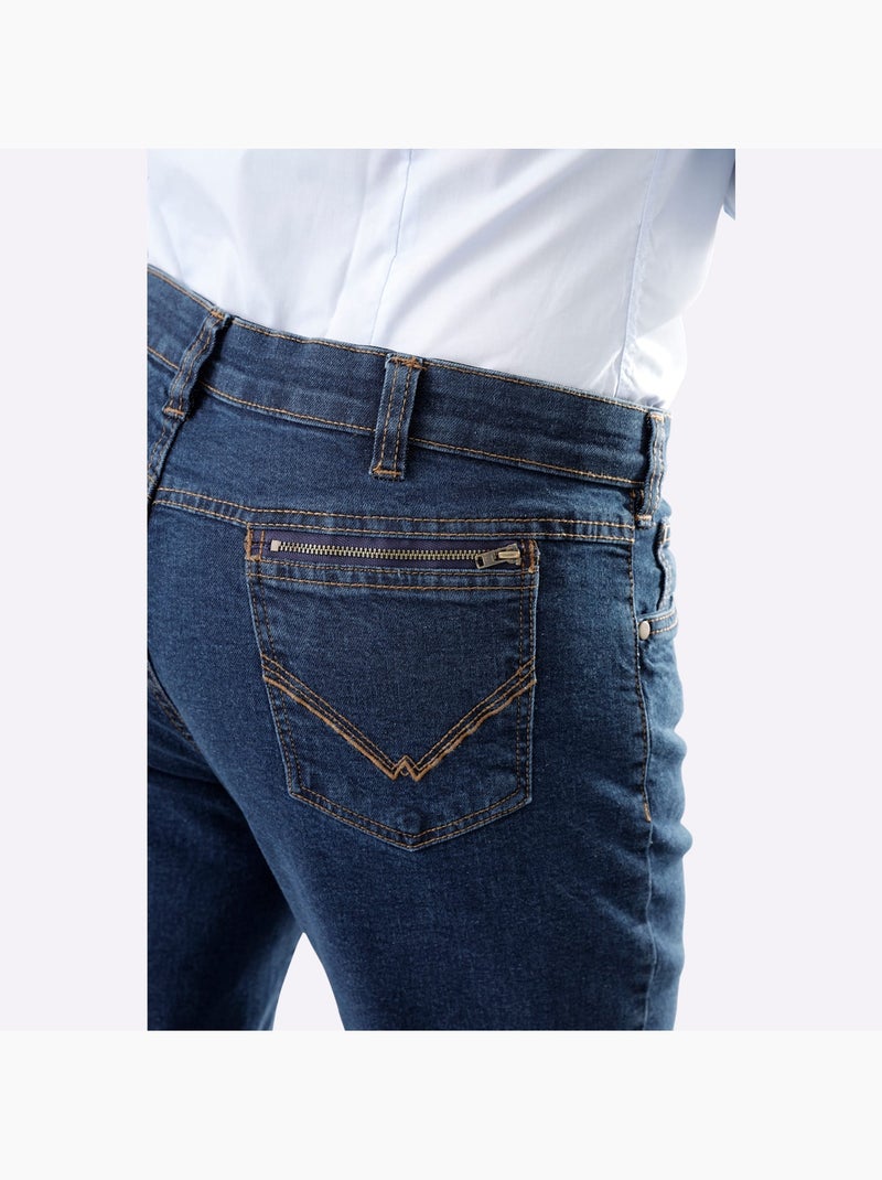Jean 5 poches ceinture élastique intérieure confortable. - taille moyenne - moda vilona Bleu jean - Kiabi