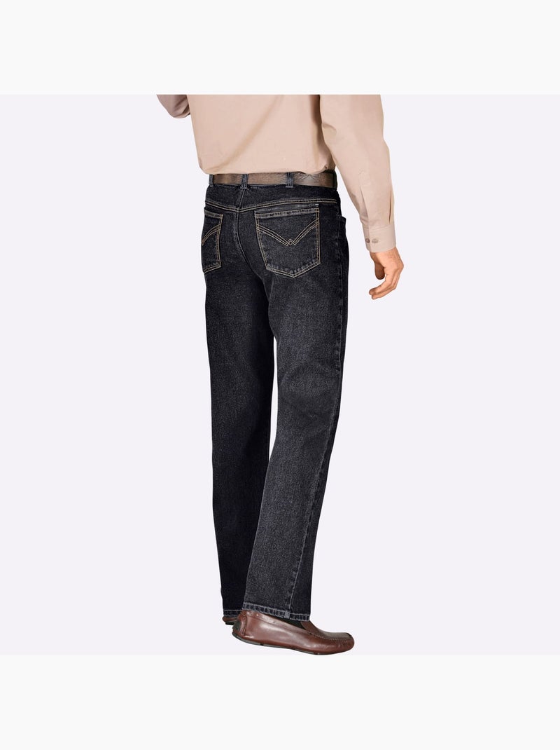 Jean 5 poches ceinture élastique intérieure confortable. - taille moyenne - moda vilona Noir - Kiabi