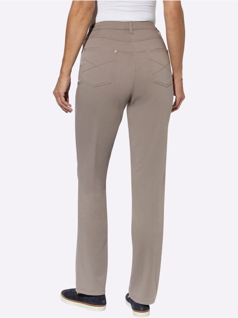 Jean 5 poches ceinture élastique latérale - taille courte - moda vilona Gris taupe - Kiabi