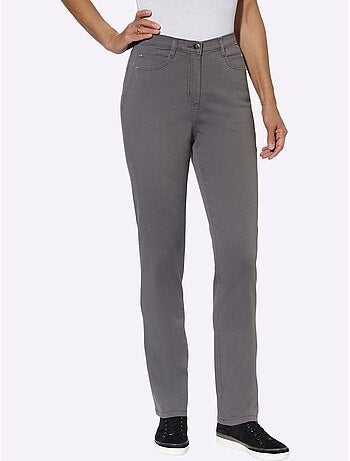 Jean taille haute avec ceinture élastique et poches arrondies - taille standard - moda vilona