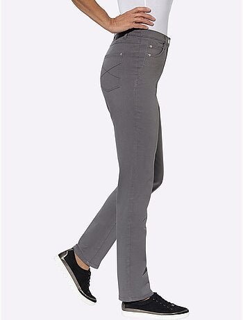 Jean taille haute avec ceinture élastique et poches arrondies - taille standard - moda vilona