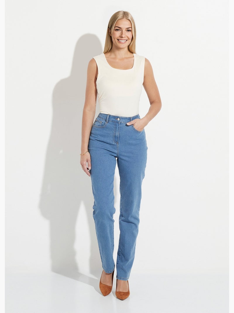 Jean 5 poches ceinture extensible coton stretch - Afibel Blanc - Kiabi