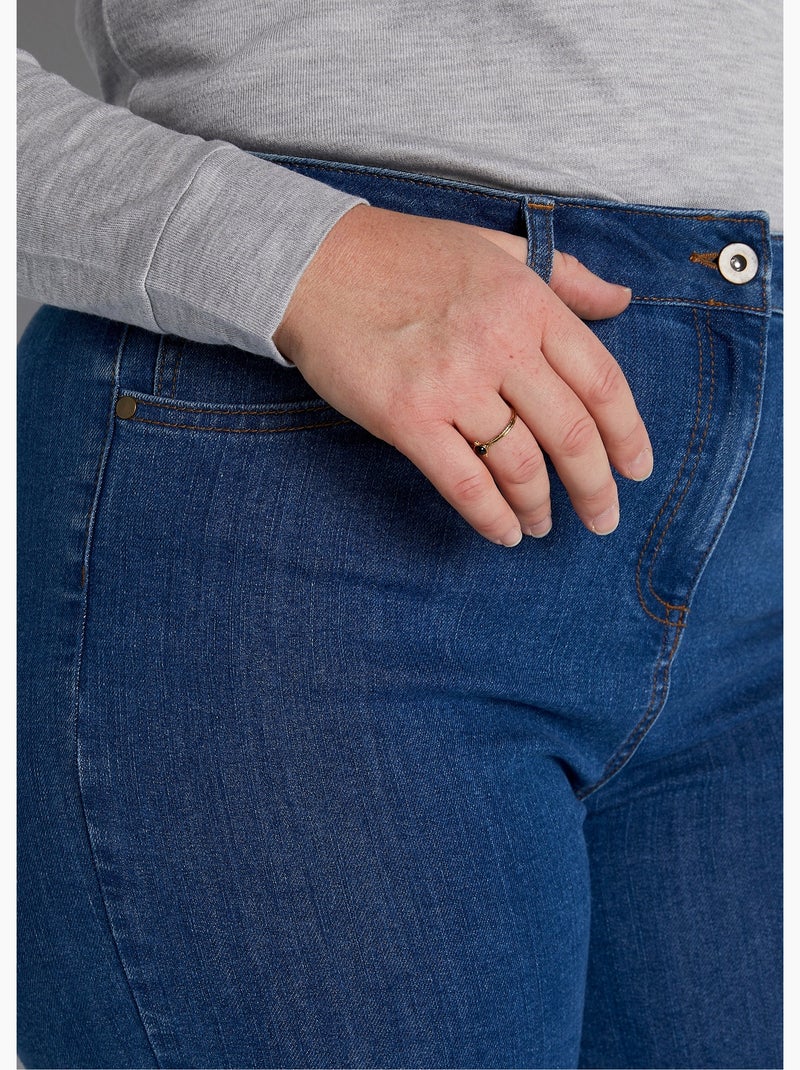 Jean 5 poches ceinture extensible coton stretch - Afibel Bleu - Kiabi