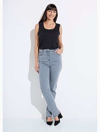 Jean 5 poches ceinture extensible coton stretch - Afibel