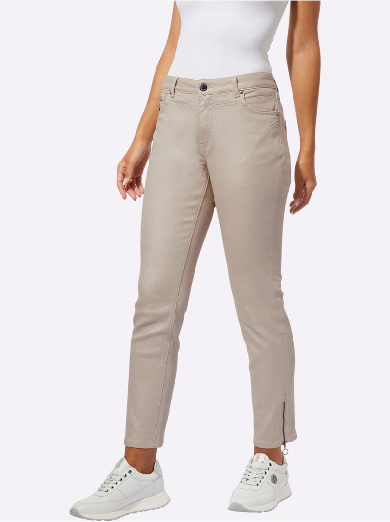 Jean 5 Poches Coton Extensible Confortable - Taille Standard - Helline Gris métalique - Kiabi