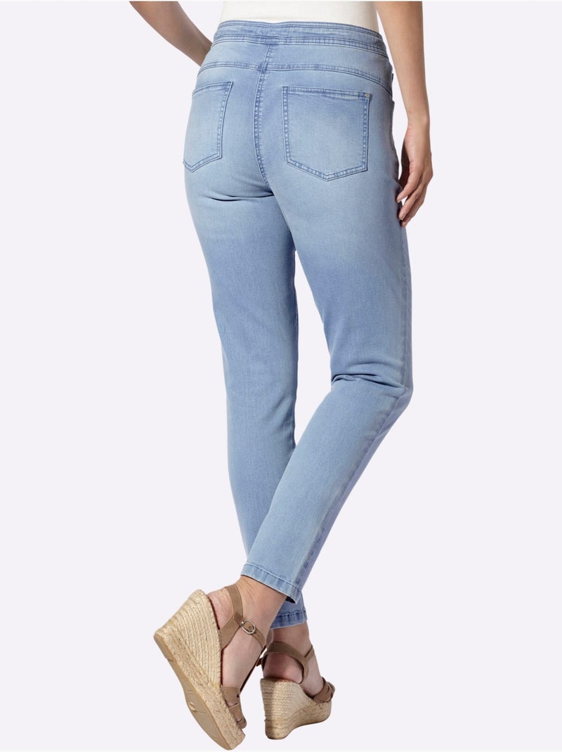 Jean 5 Poches Coulisse Et Lien à Nouer - Taille Standard - Helline Bleu Blanc - Kiabi
