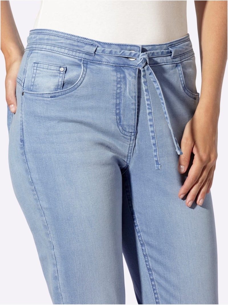 Jean 5 Poches Coulisse Et Lien à Nouer - Taille Standard - Helline Bleu Blanc - Kiabi