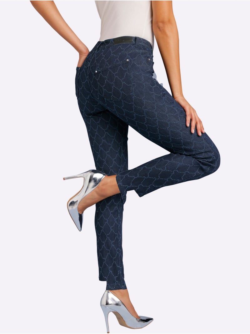 Jean 5 poches coupe 5 poches moderne - taille courte - helline Bleu foncé - Kiabi