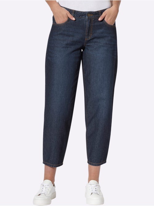 Jean 5 poches coupe barrel - taille standard - helline - Kiabi Jean 5 poches coupe barrel - taille standard - helline - Kiabi