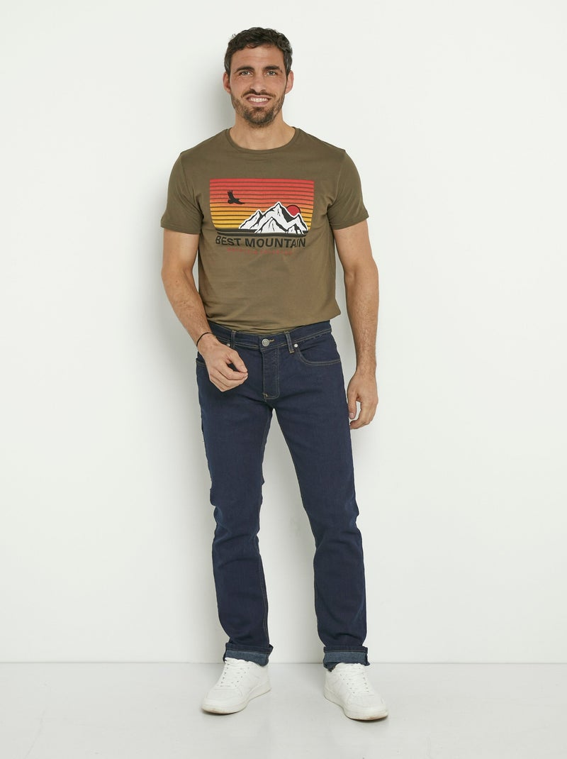 Jean 5 poches coupe droite, extensible - AFIBEL Bleu denim - Kiabi