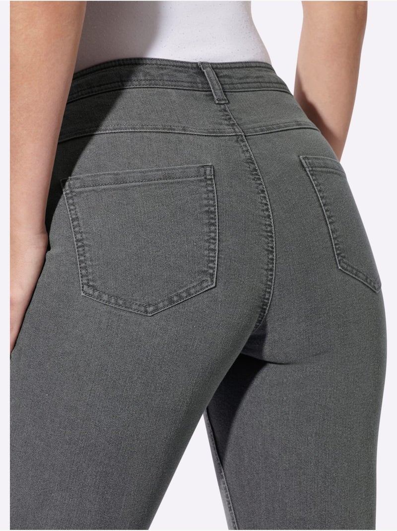 Jean 5 poches coupe parfaite grâce à l'élasthanne - taille courte - moda vilona Gris - Kiabi