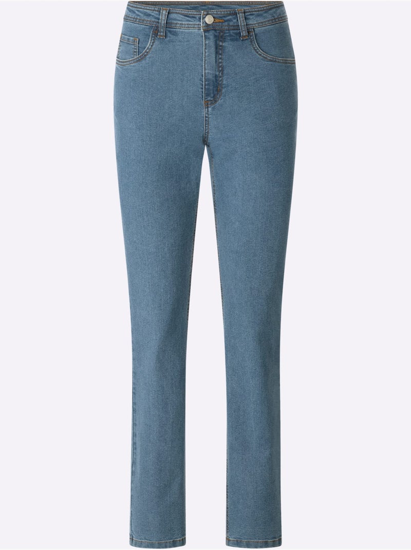 Jean 5 poches coupe parfaite grâce à l'élasthanne - taille standard - moda vilona Bleu Blanc - Kiabi