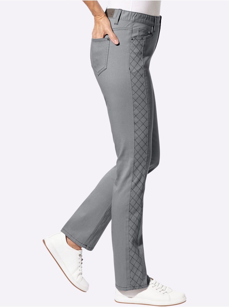Jean 5 poches couture latérale avancée pour un effet affinant - taille courte - witt Gris Bleu - Kiabi