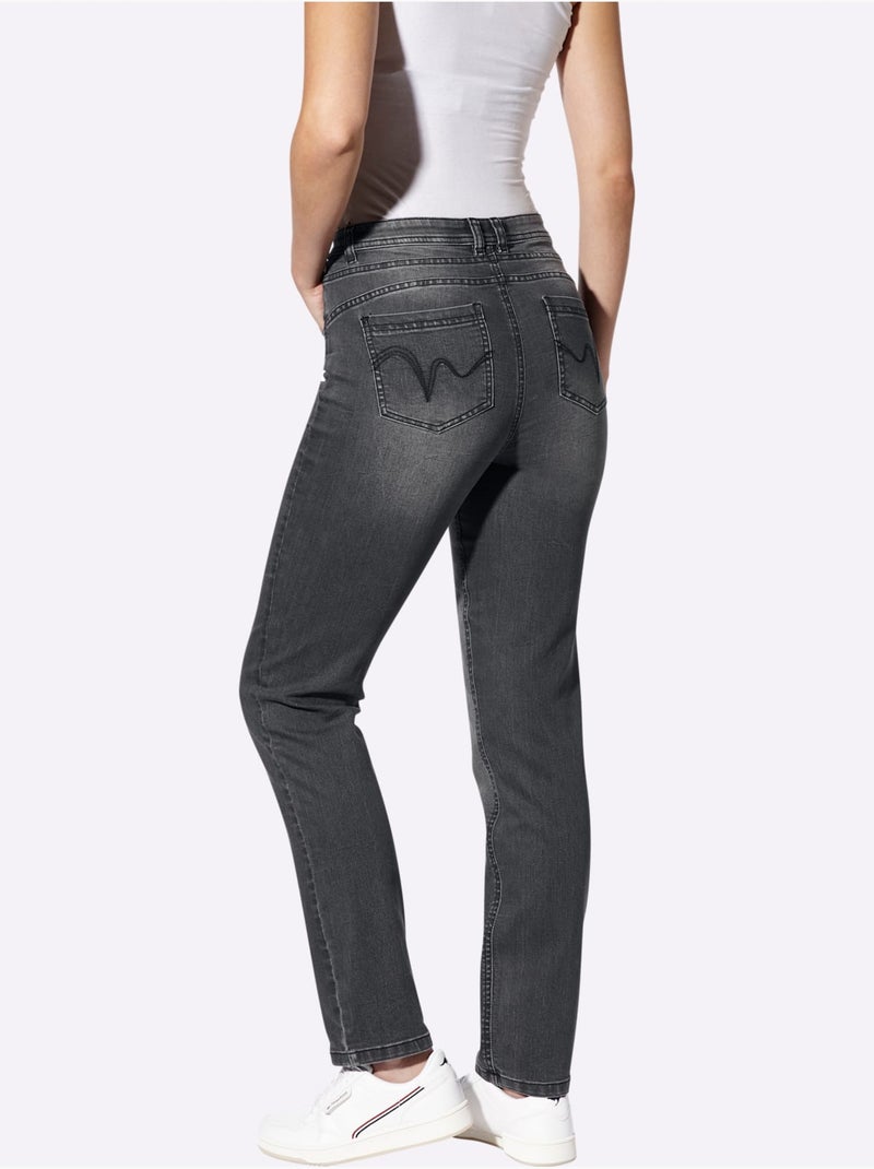 Jean 5 poches couture latérale avancée pour un effet affinant - taille standard - helline Gris - Kiabi