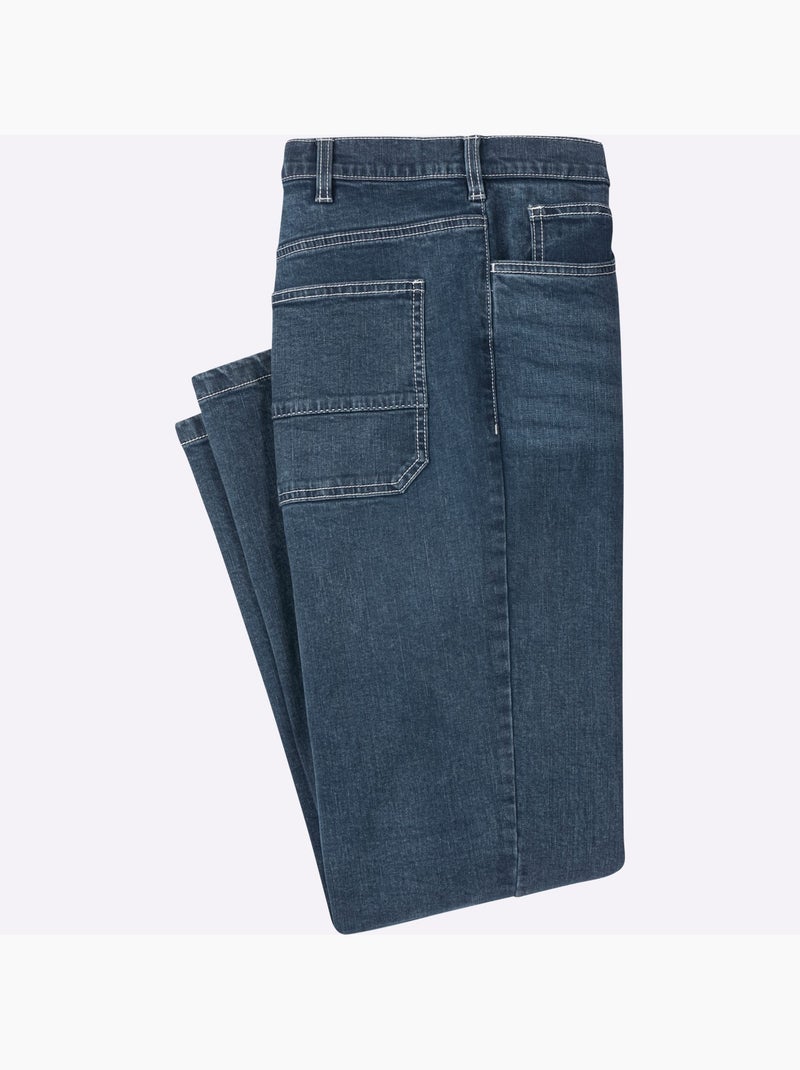 Jean 5 Poches Délavage Spécial Pour Un Coloris Tendance - Taille Moyenne - Moda Vilona Bleu foncé - Kiabi