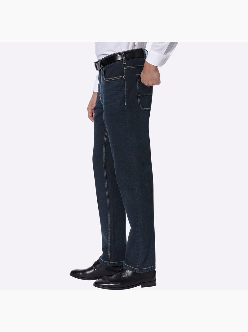 Jean 5 Poches Délavage Spécial Pour Un Coloris Tendance - Taille Moyenne - Moda Vilona Bleu Noir - Kiabi