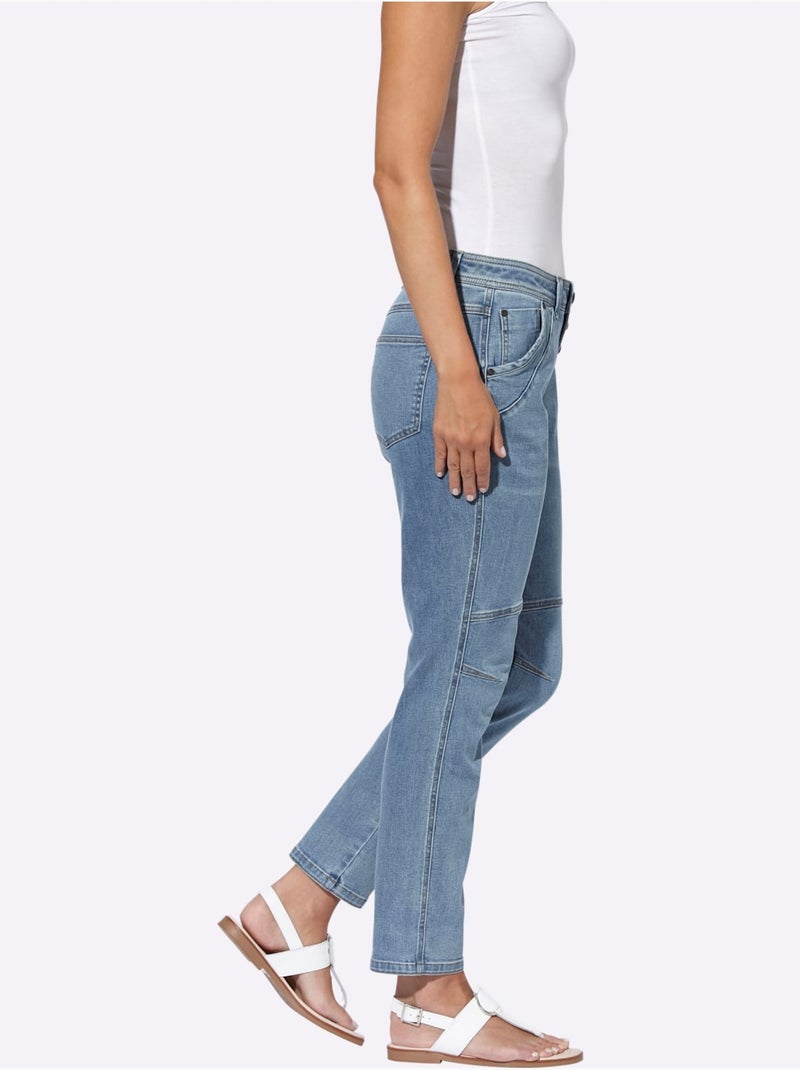 Jean 5 Poches Délavage Spécial Pour Un Coloris Tendance - Taille Standard - Helline Bleu Blanc - Kiabi