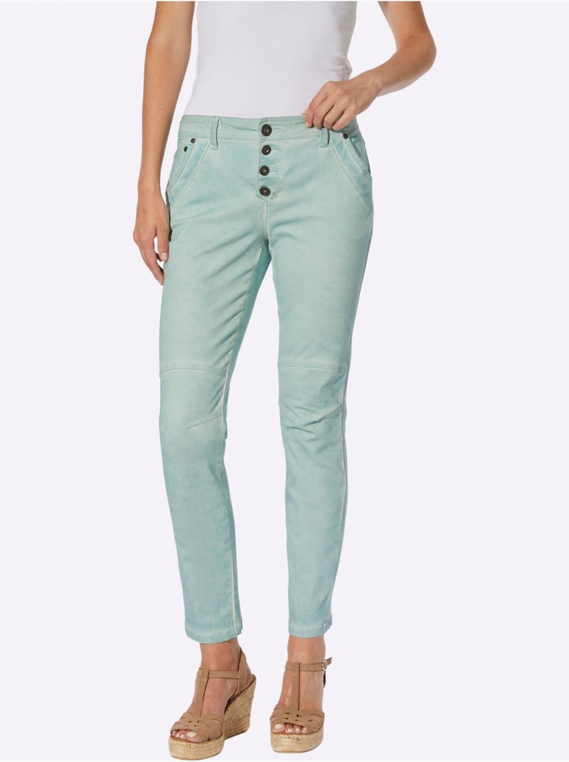 Jean 5 Poches Délavage Spécial Pour Un Coloris Tendance - Taille Standard - Helline Menthe - Kiabi