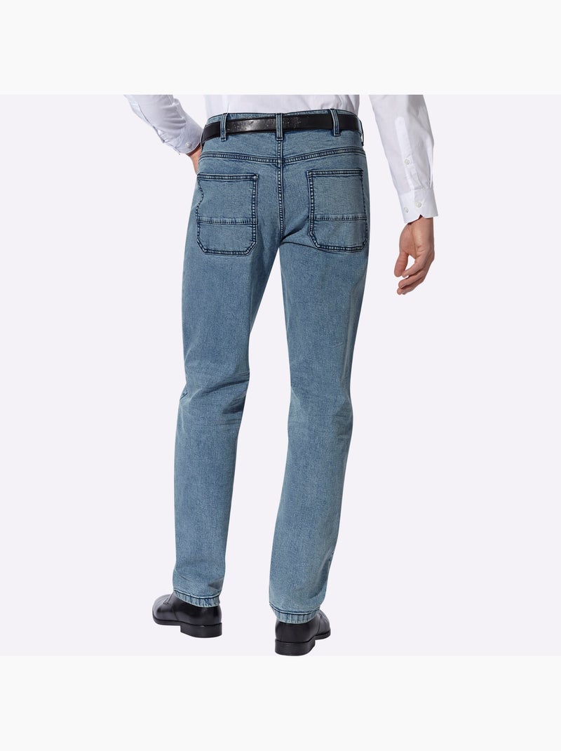 Jean 5 Poches Délavage Spécial Pour Un Coloris Tendance - Taille Standard - Moda Vilona Bleu Blanc - Kiabi